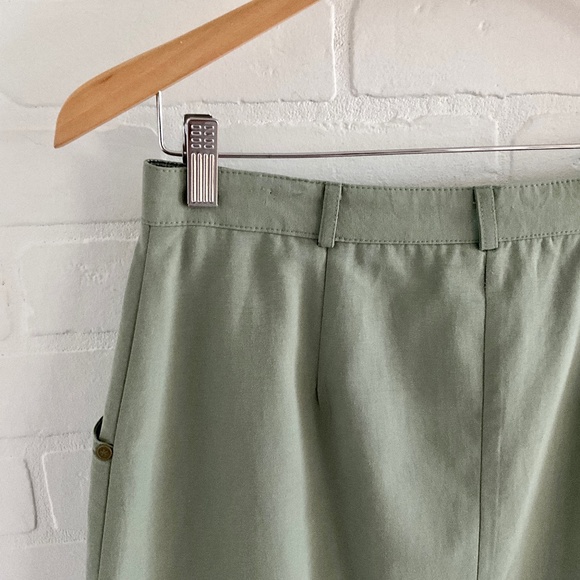 Vintage Skirt Green sauge Maxi Button down Utility Pockets Size 12 - Picture 12 of 13